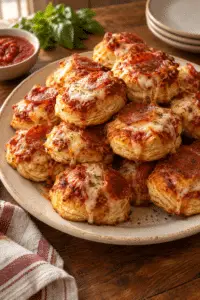 Flaky biscuit pizza snacks with pepperoni and mozzarella