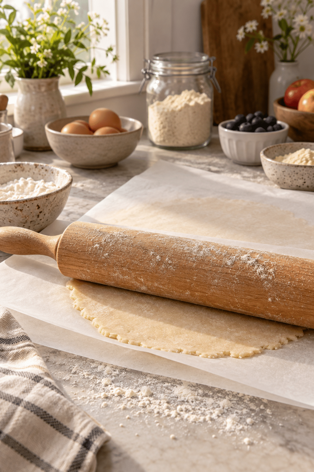 rolling gluten free homemade pie dough