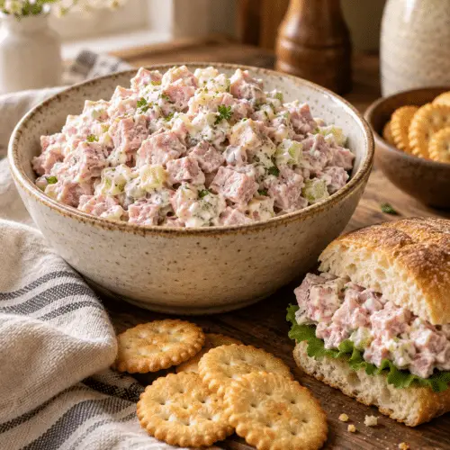 ham salad recipe served creamy and chilled