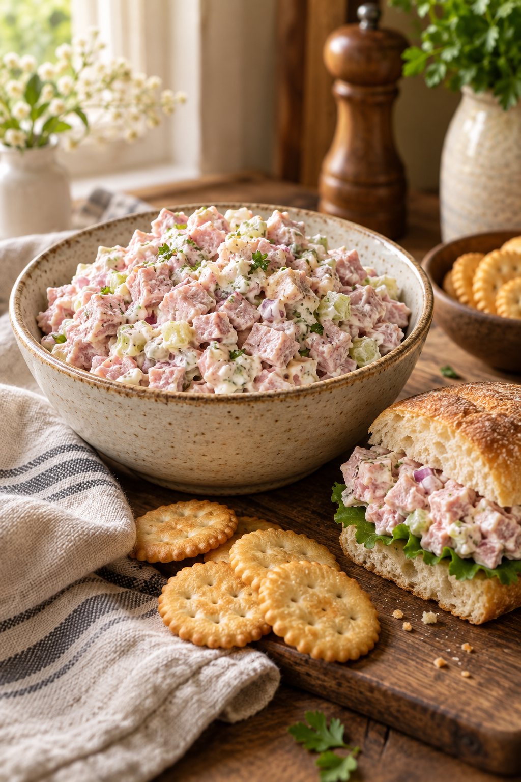 ham salad recipe served creamy and chilled