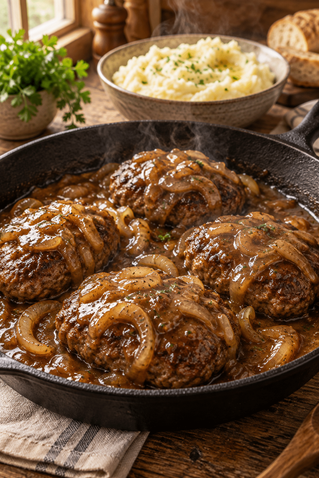 hamburger steaks with onion gravy