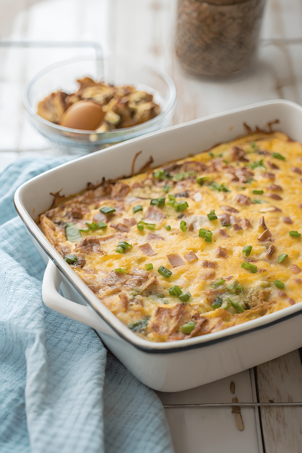 Farmer's breakfast casserole finished and ready to serve