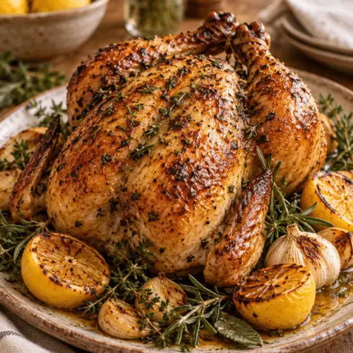 roast chicken recipe with crisp herb skin
