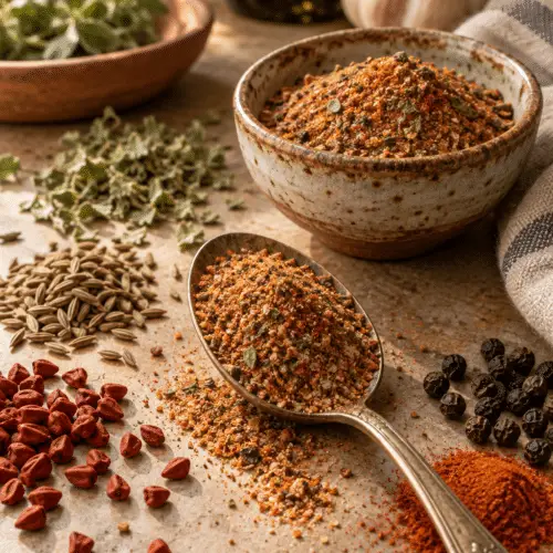 homemade Cuban seasoning in a spoon
