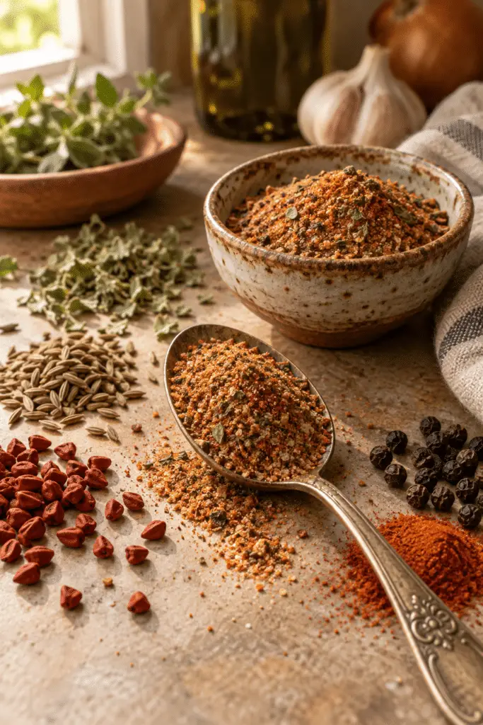 homemade Cuban seasoning in a spoon
