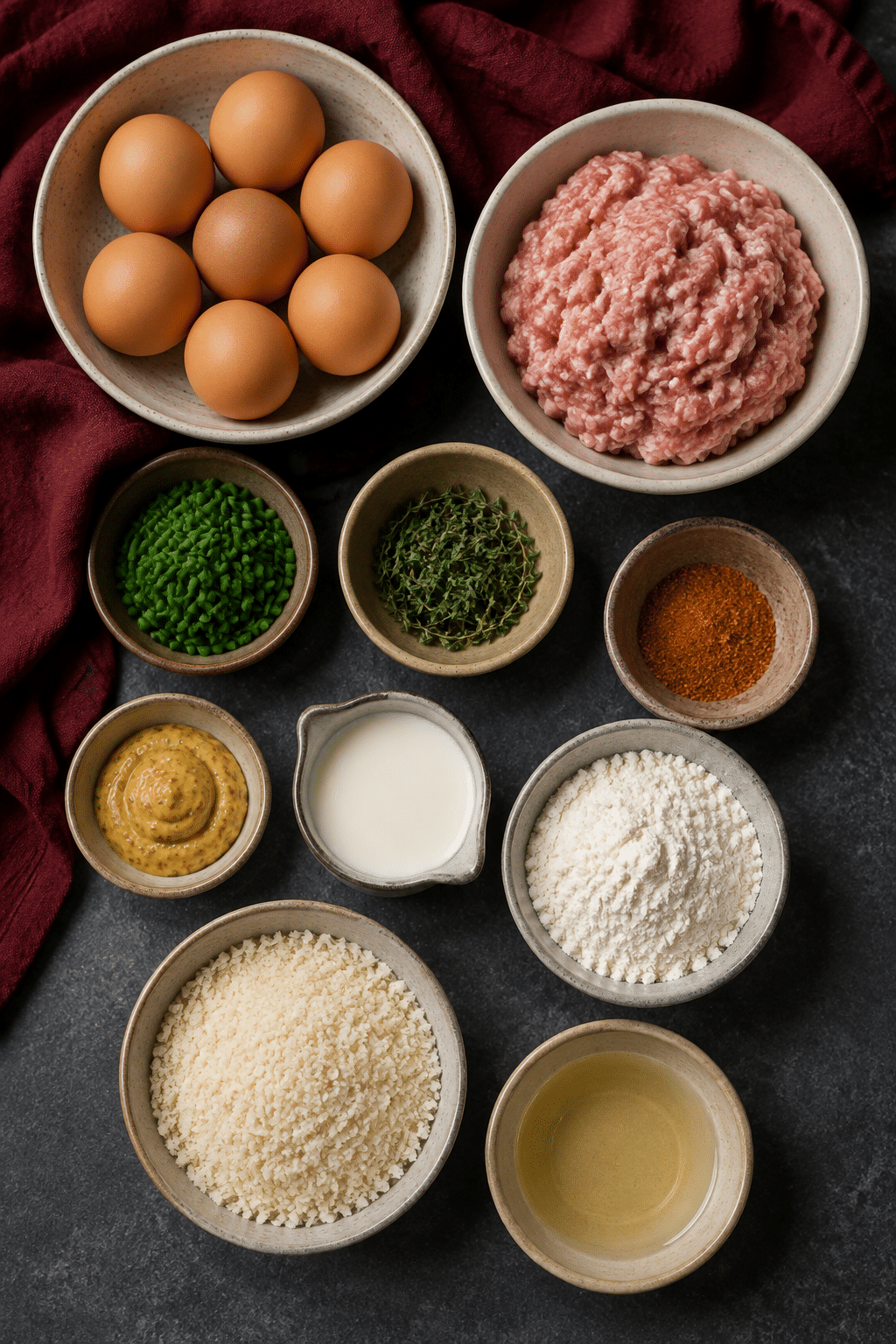 Ingredients for homemade scotch eggs