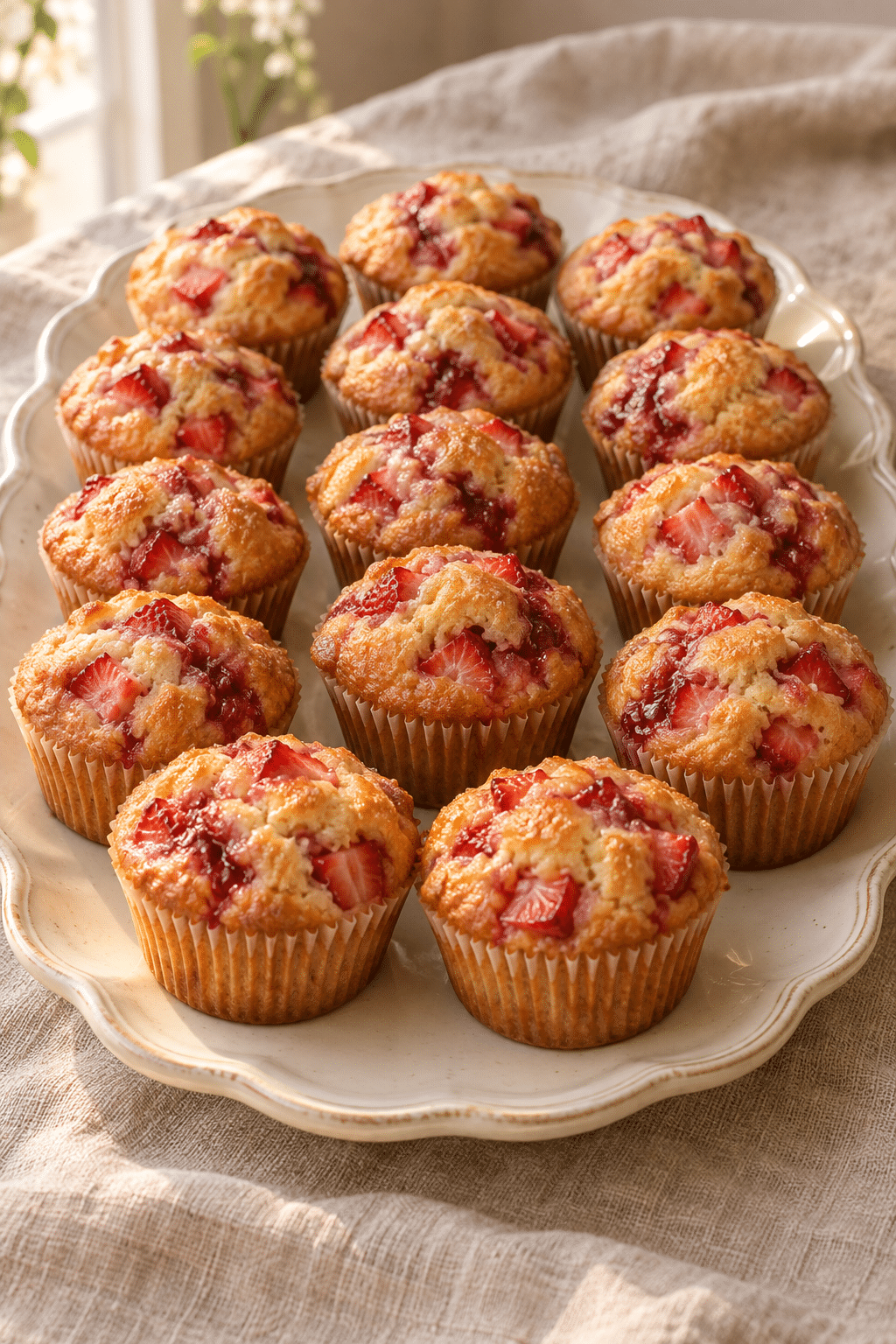 Honey Strawberry Muffins with fresh berries