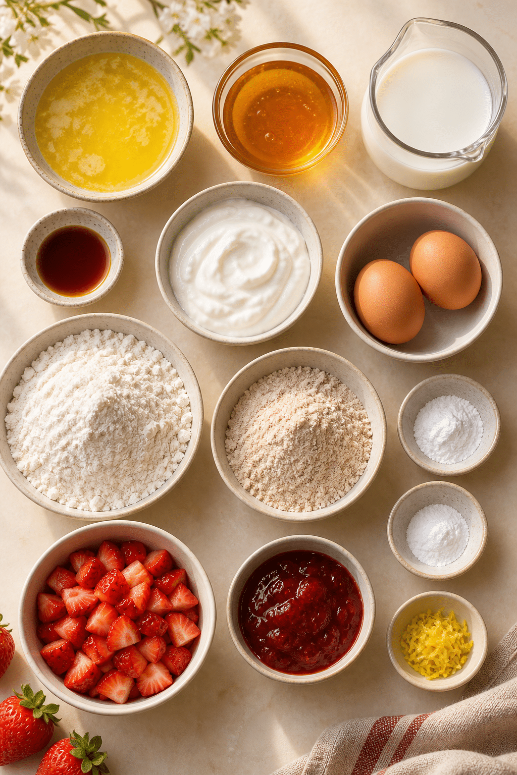 Honey Strawberry Muffins ingredients