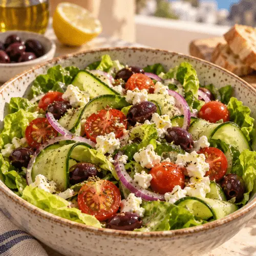 hot girl summer salad with feta and olives