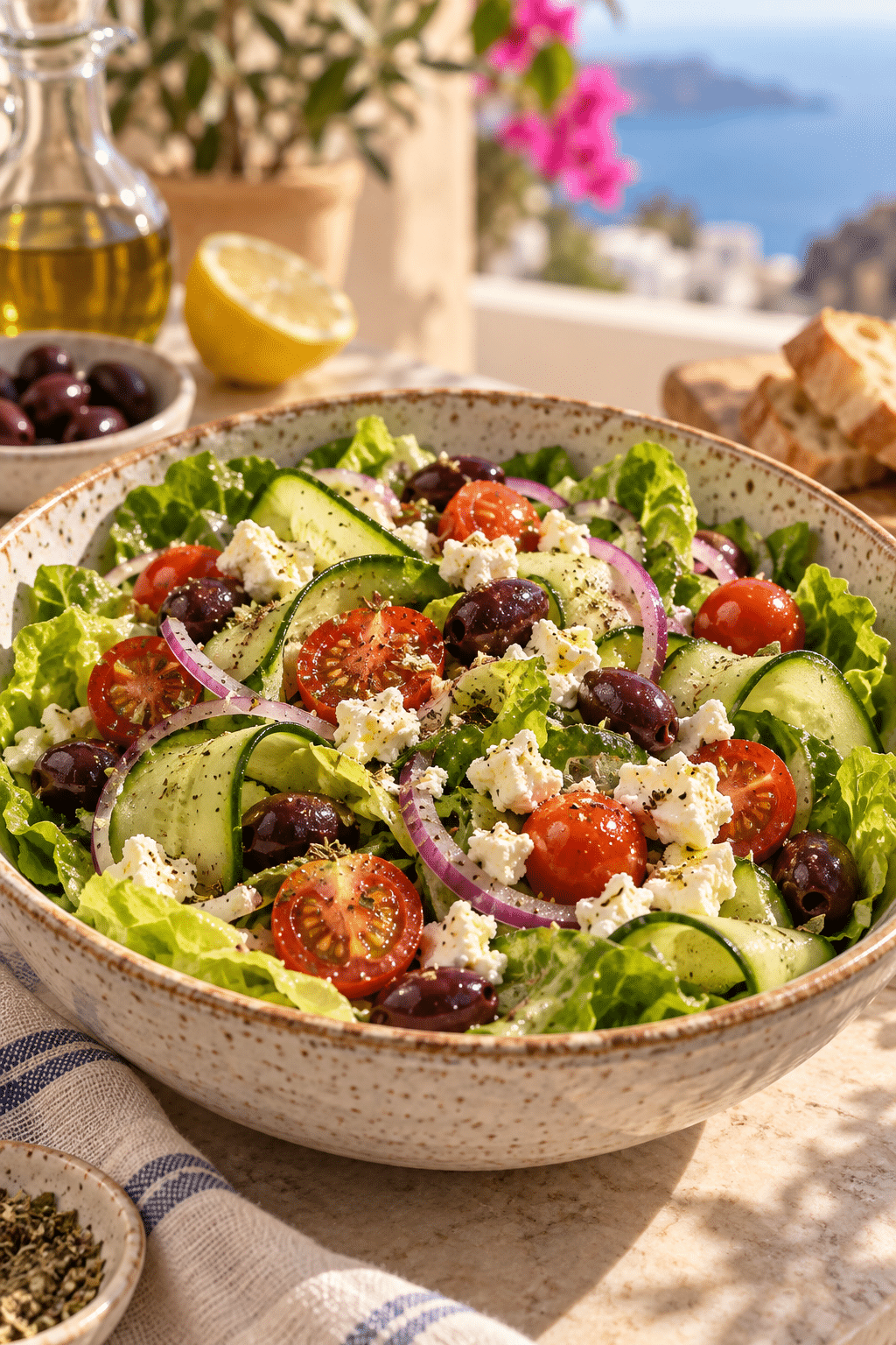 hot girl summer salad with feta and olives