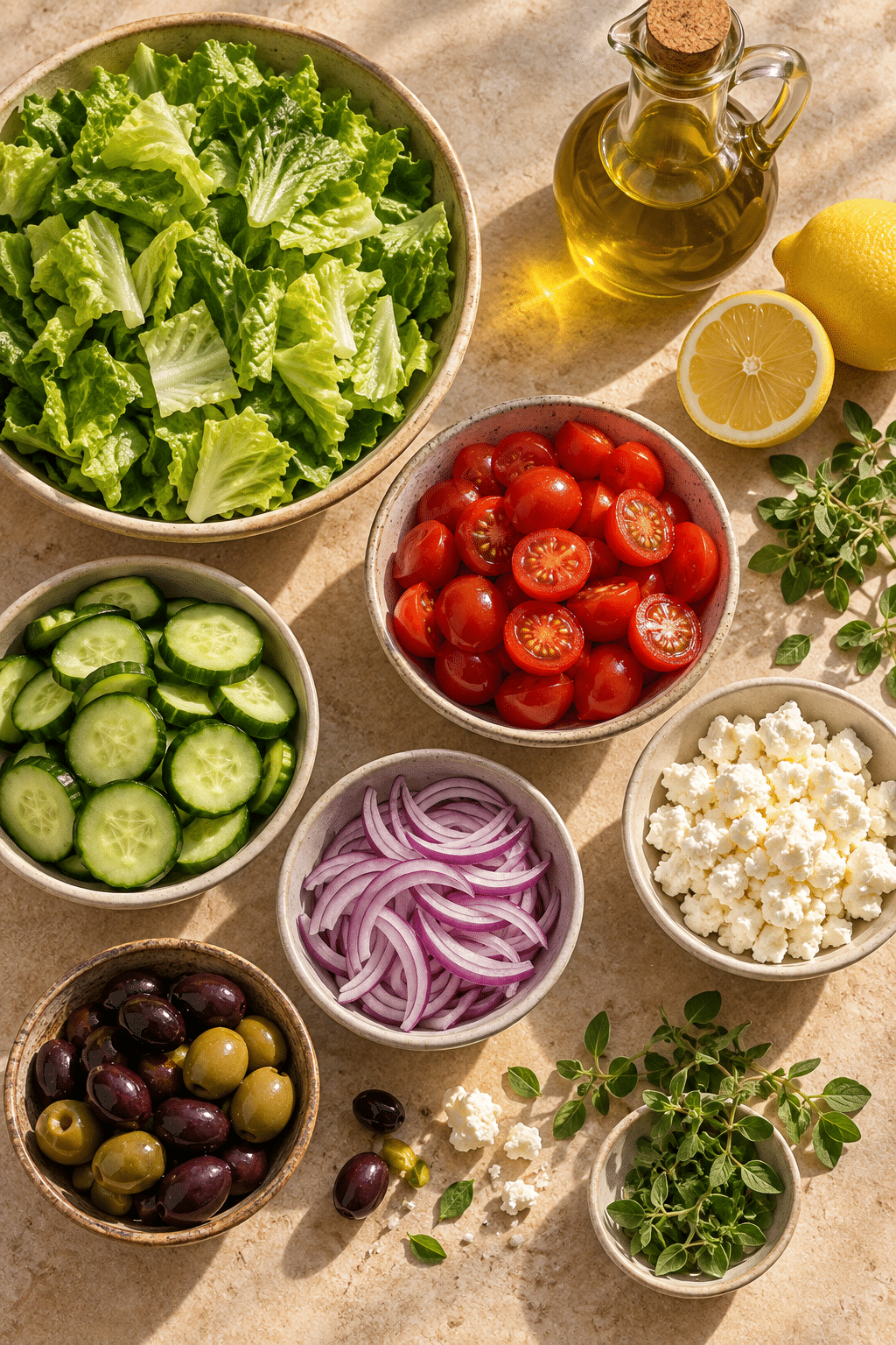 hot girl summer salad ingredients arranged on a counter