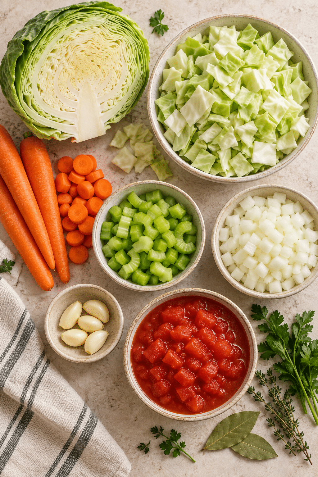 instant pot weight loss soup ingredients measured and arranged