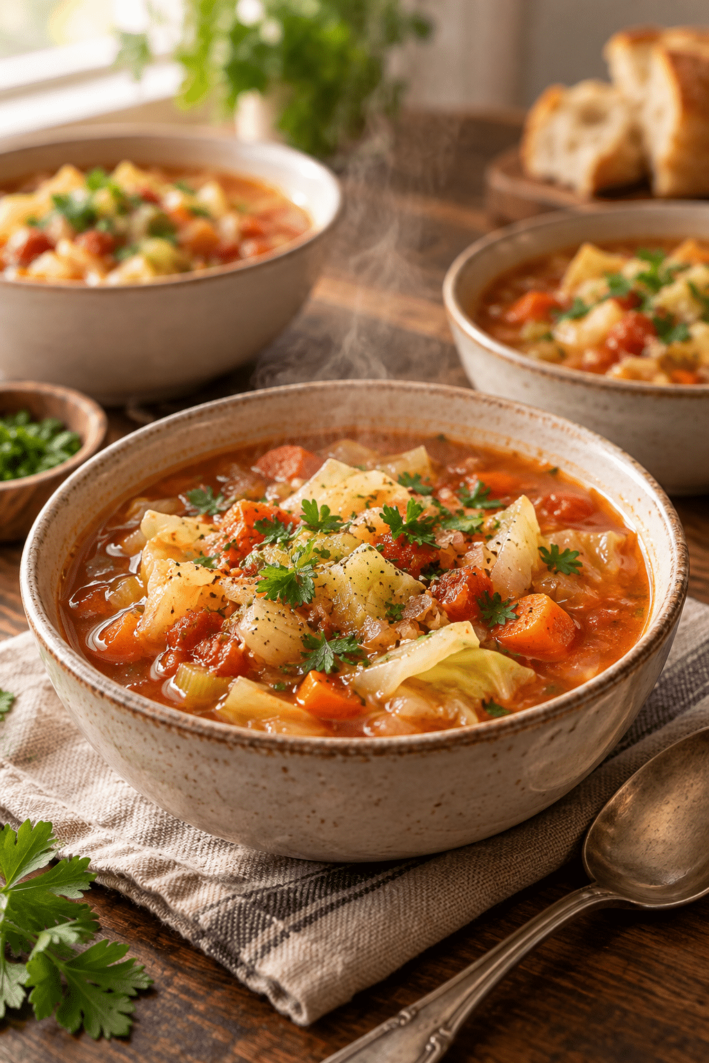 instant pot weight loss soup served with parsley