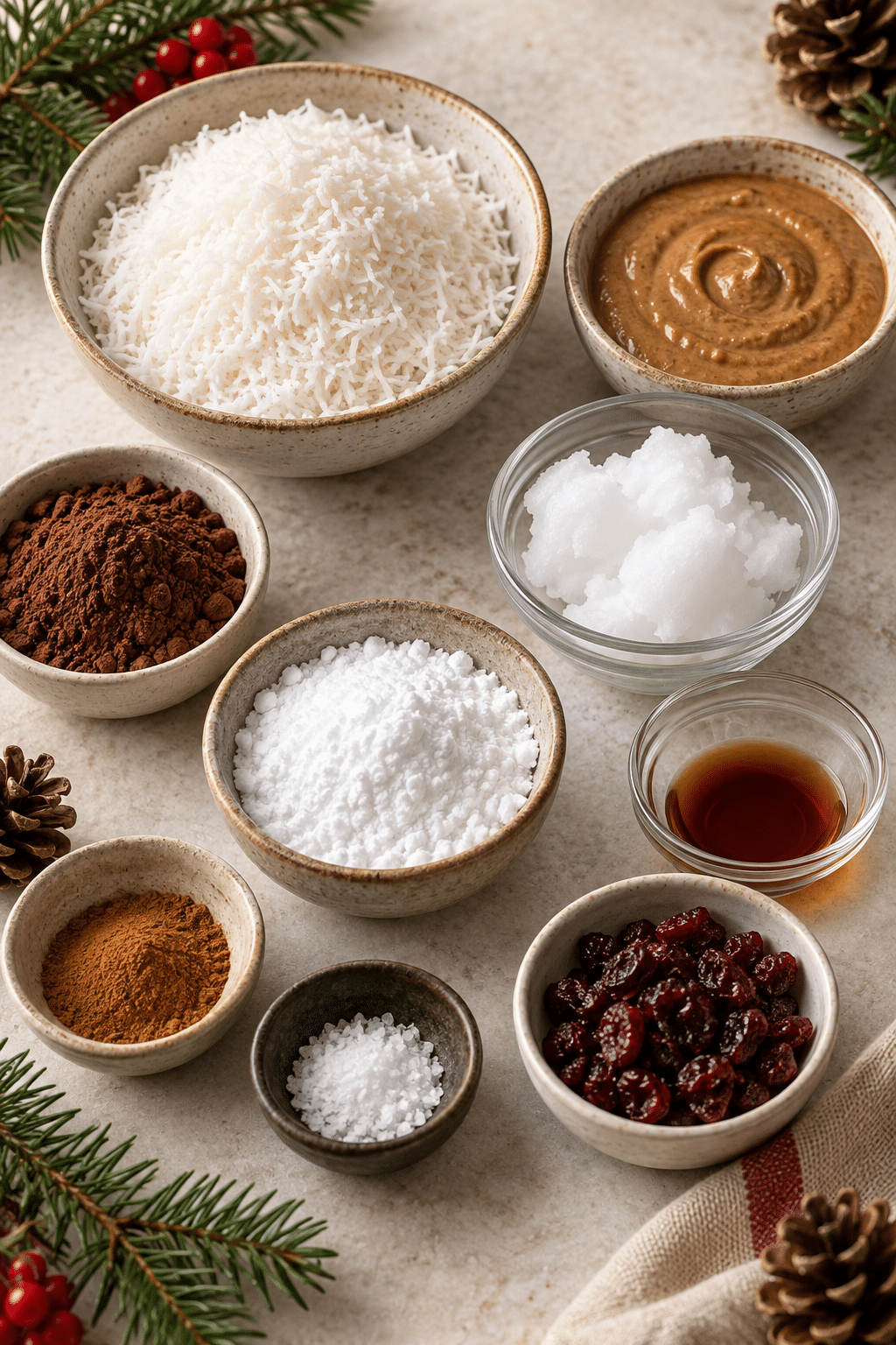 Ingredients for keto Christmas fat bombs