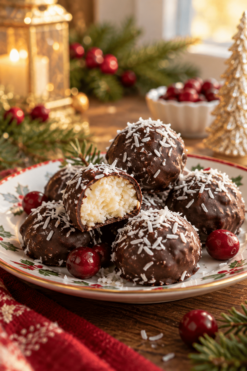 Chilled keto Christmas fat bombs ready to serve