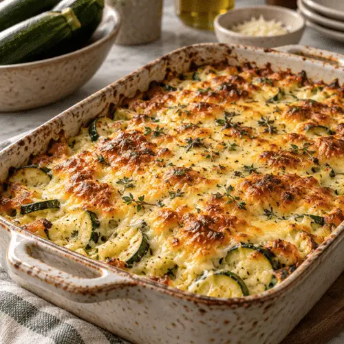 Keto zucchini casserole finished dish