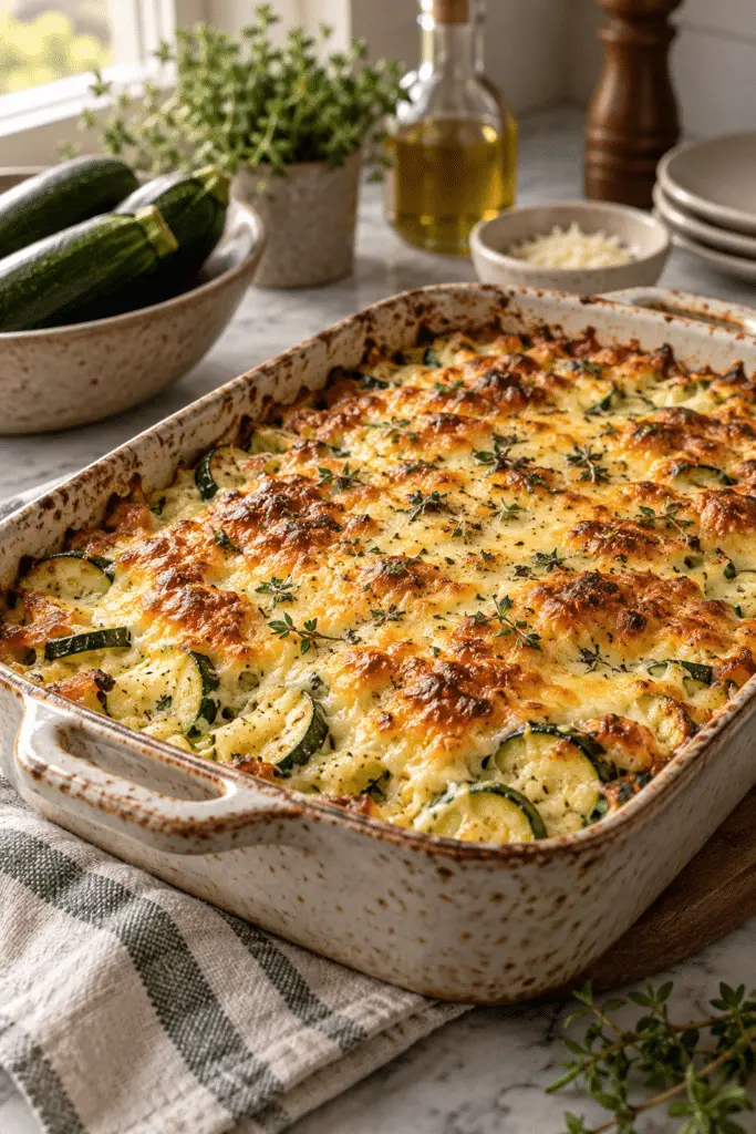 Keto zucchini casserole finished dish