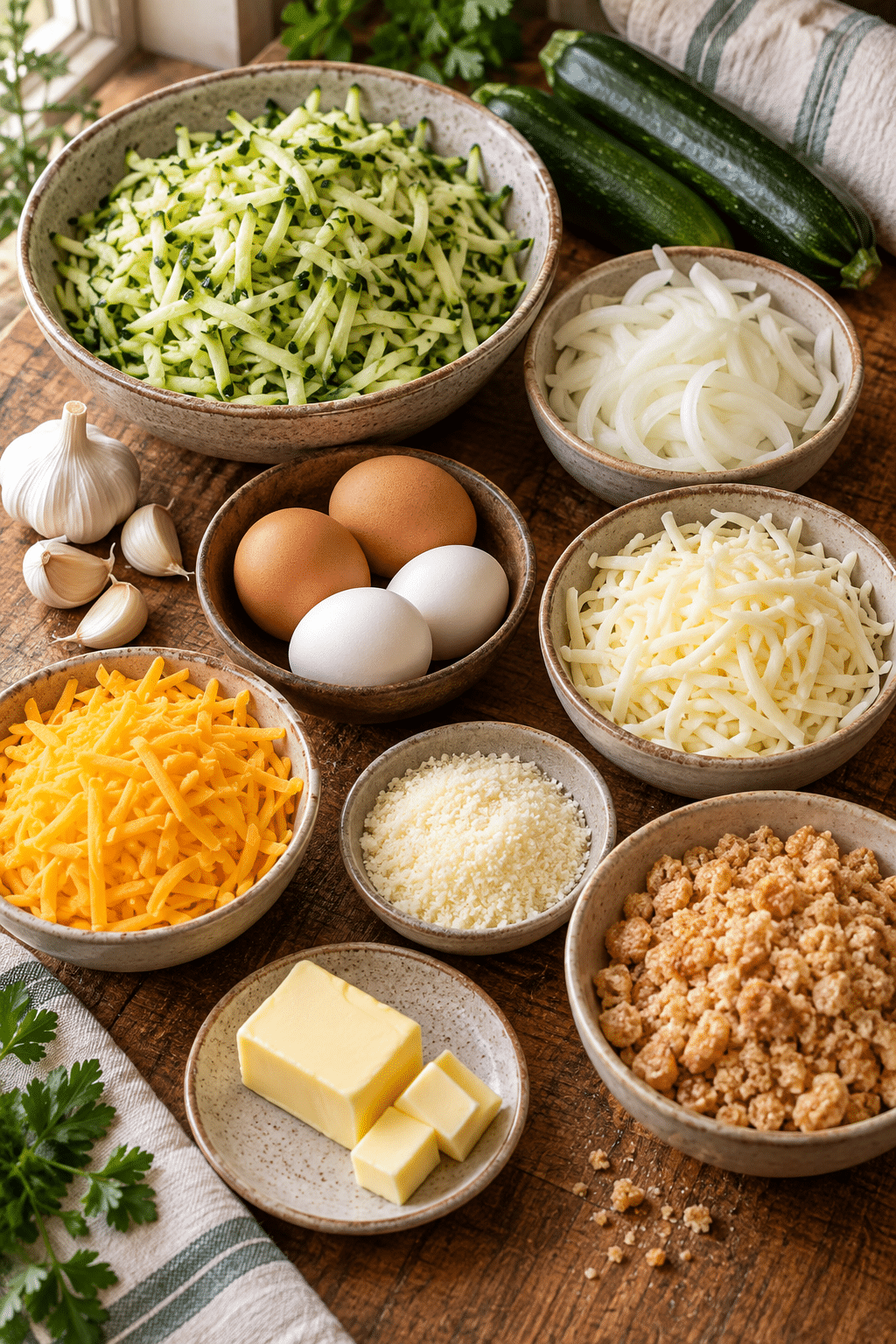 Ingredients for keto zucchini casserole