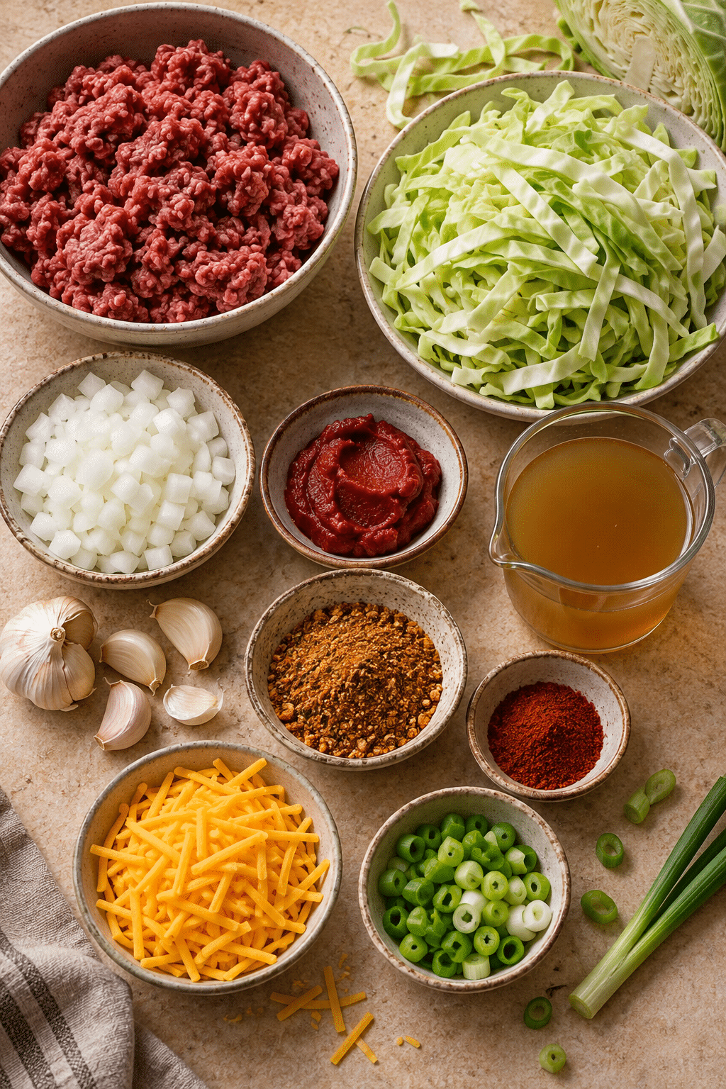 ingredients for low carb cabbage taco skillet
