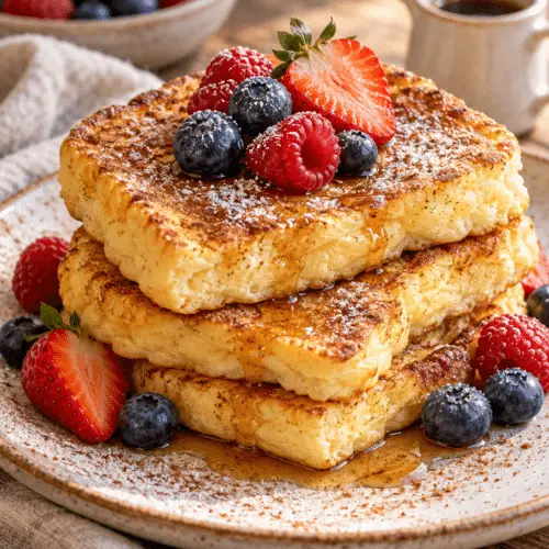 low carb cloud bread French toast with berries