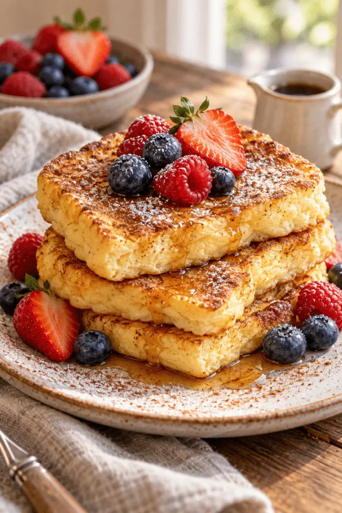 low carb cloud bread French toast with berries