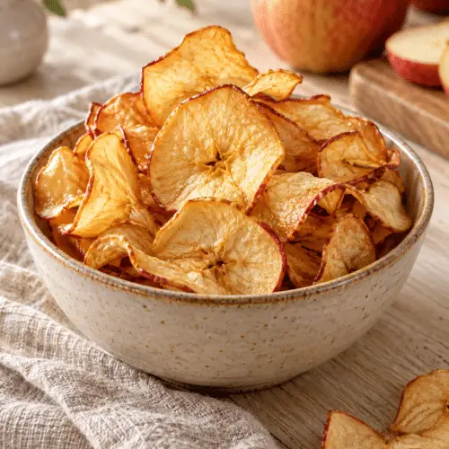 maple apple chips in a bowl