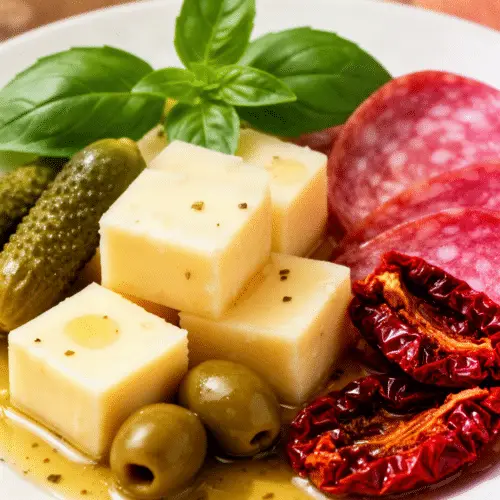 marinated cheese appetizer ready to serve