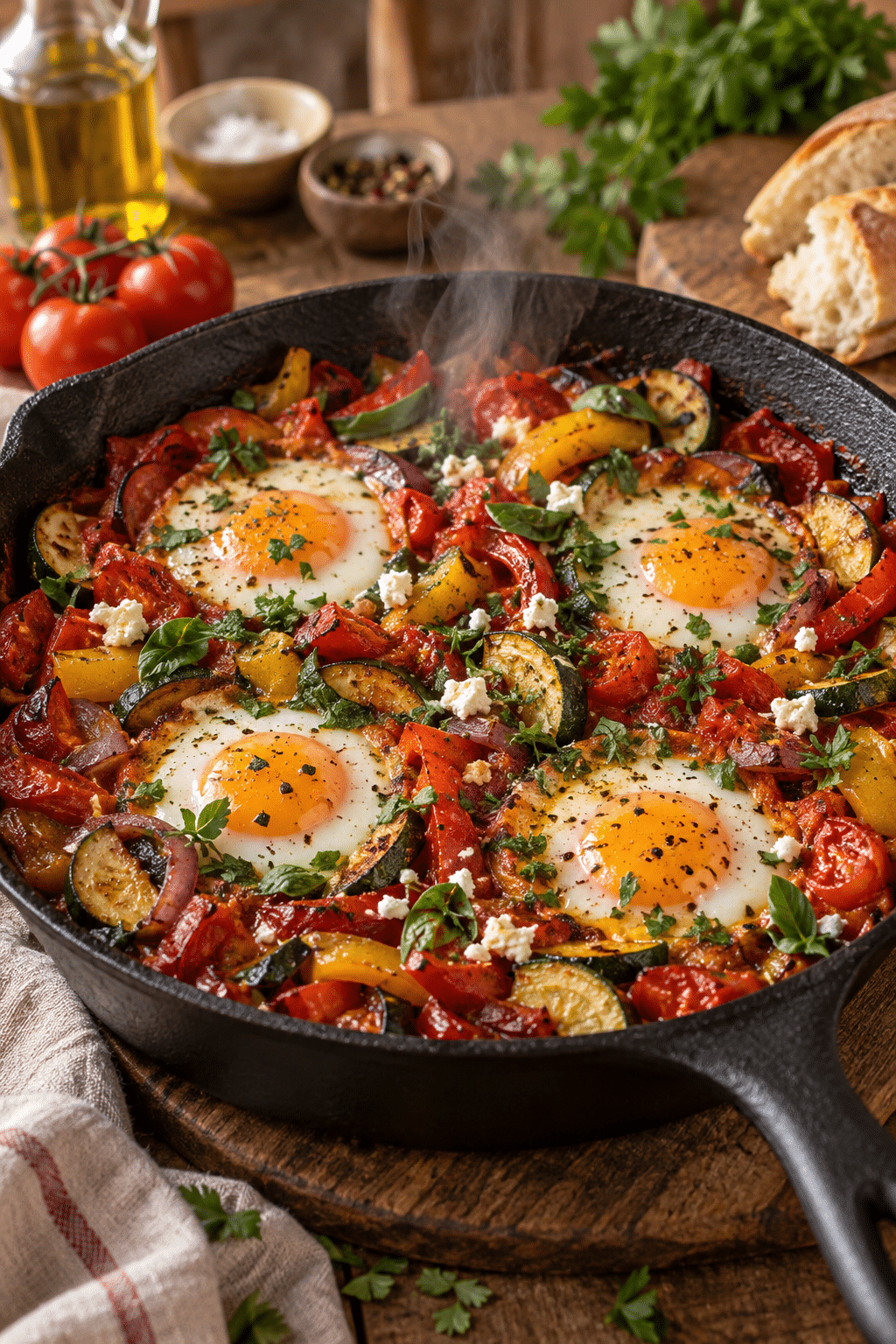 Mediterranean breakfast bowl cooking