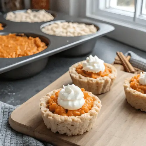 mini pumpkin pie rice krispie treats finished for fall
