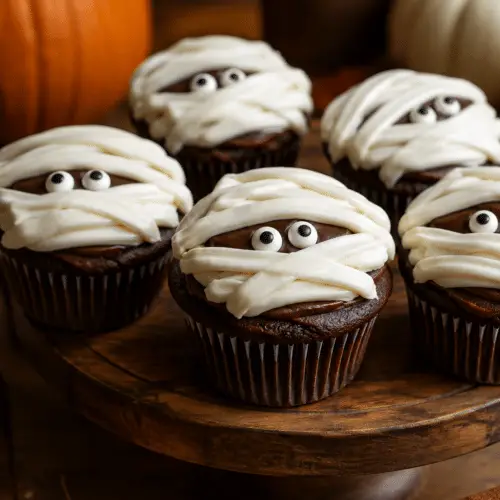 mummy chocolate cupcakes finished dish