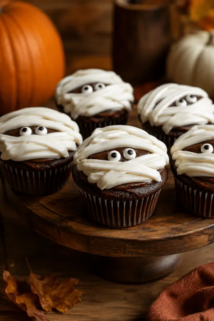 mummy chocolate cupcakes finished dish