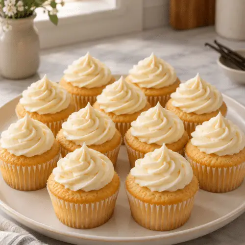 vanilla cupcakes with golden tops