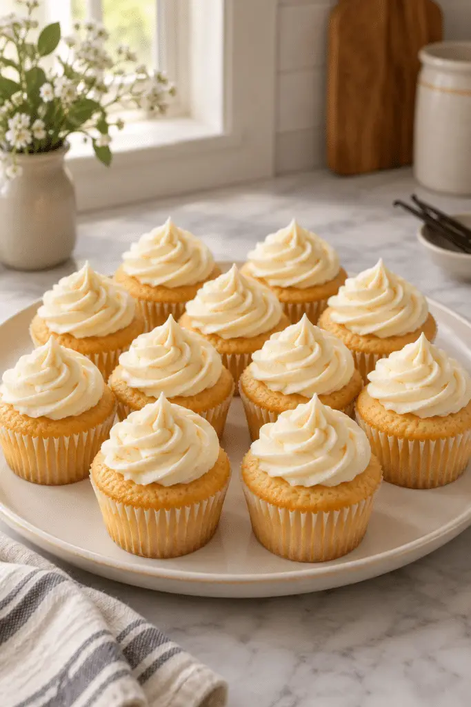 vanilla cupcakes with golden tops