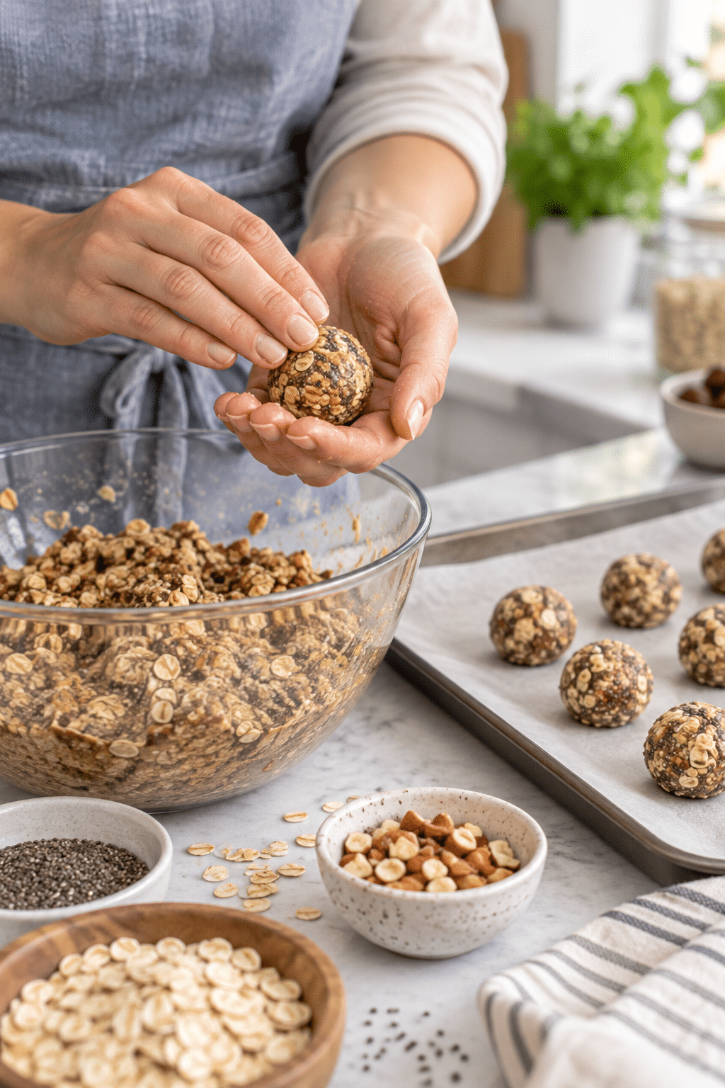 Rolling chia energy bites
