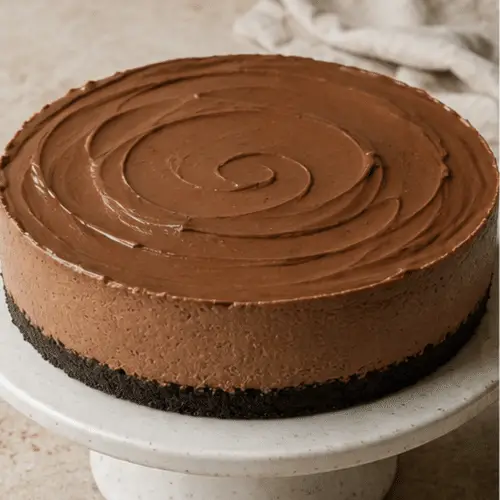 no bake Nutella cheesecake ready to serve