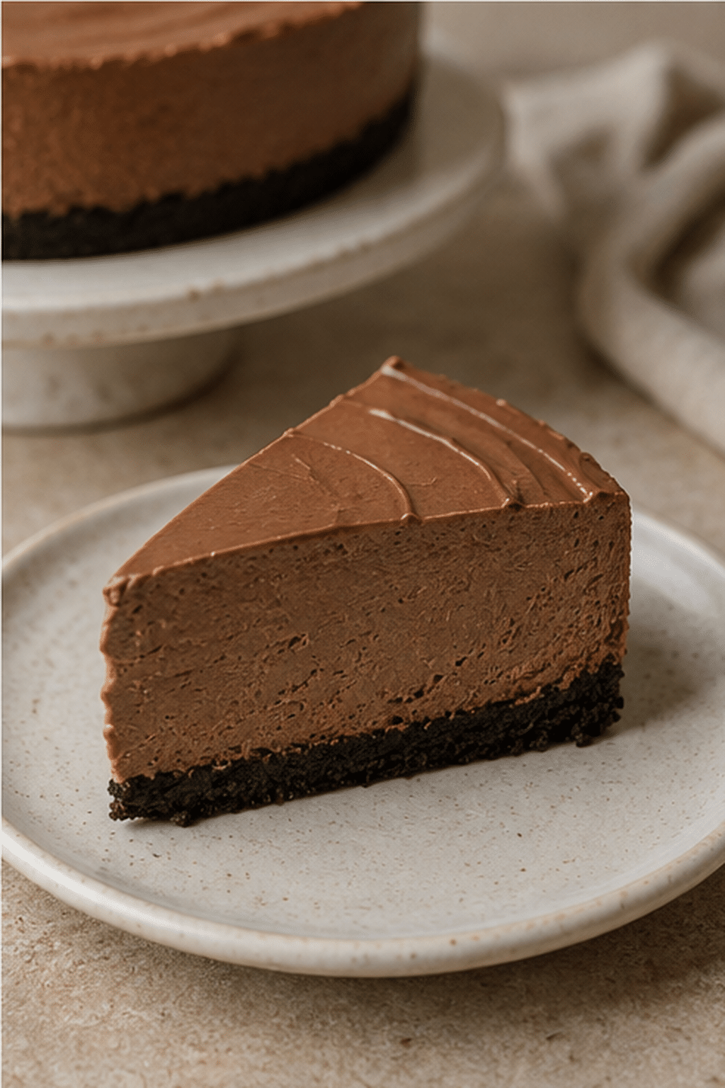 Finished no bake Nutella cheesecake shown close up