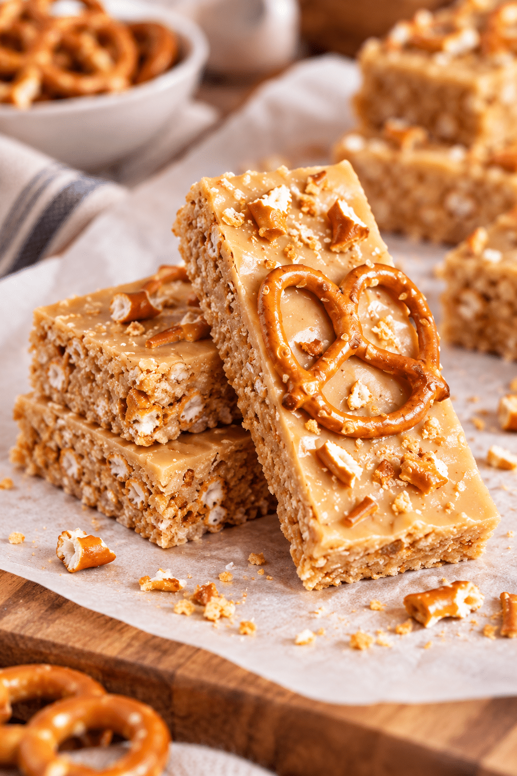peanut butter pretzel bars finished dish