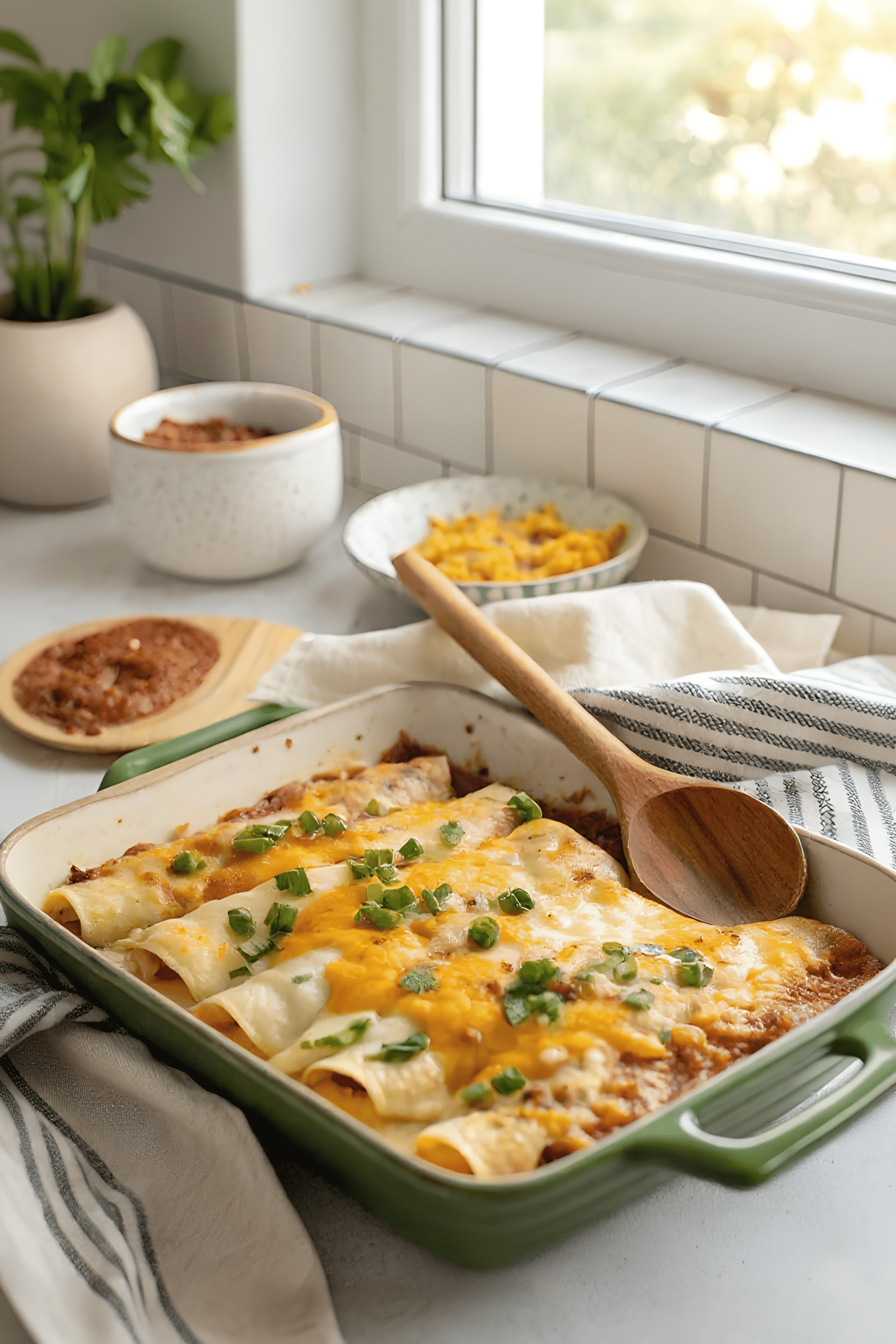 overnight breakfast enchiladas served and ready to eat