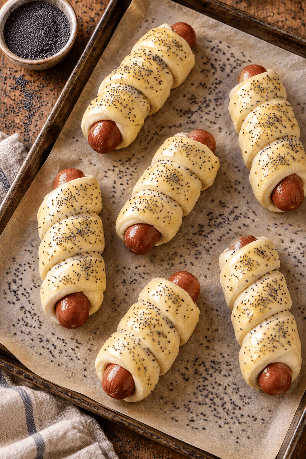 pretzel dough wrapped around hot dogs