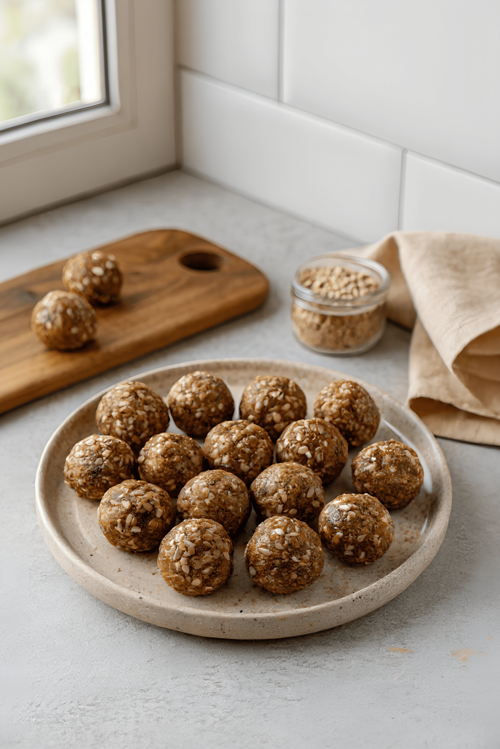 Close view of the finished pregnancy energy bites