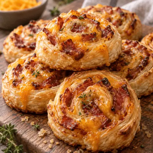 puff pastry bacon pinwheels finished dish