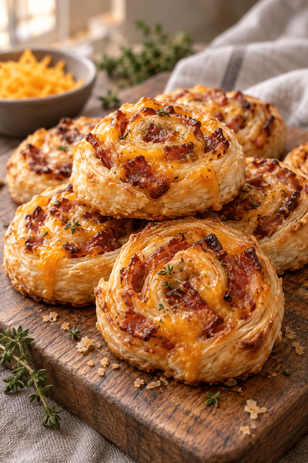 puff pastry bacon pinwheels finished dish