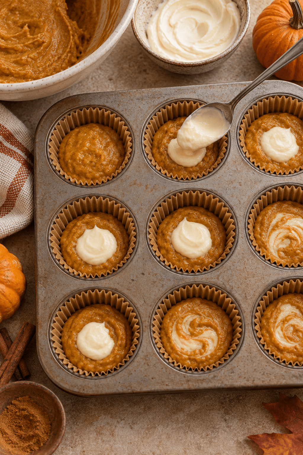 pumpkin cream cheese muffins preparation