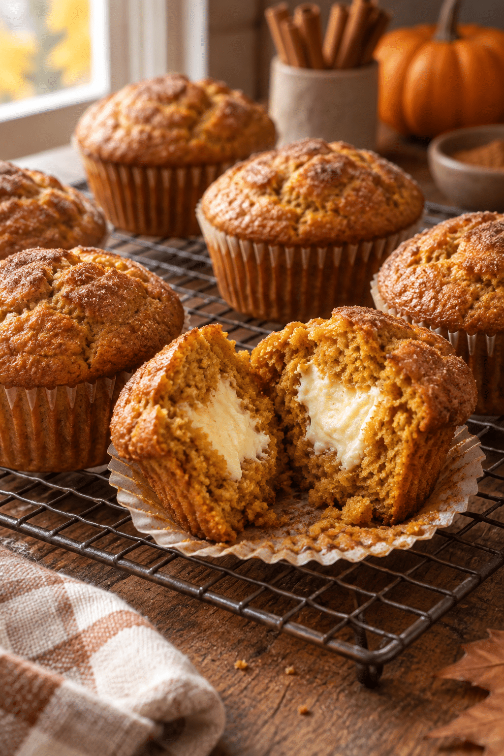 fresh pumpkin cream cheese muffins