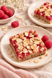 raspberry oat bars with banana and cinnamon