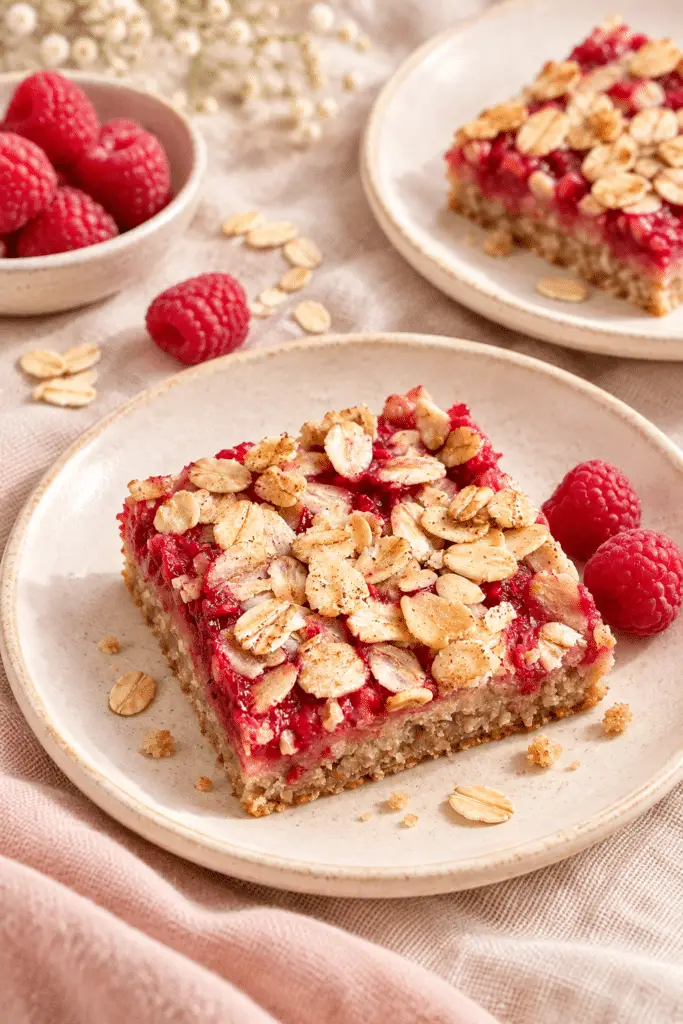 raspberry oat bars with banana and cinnamon