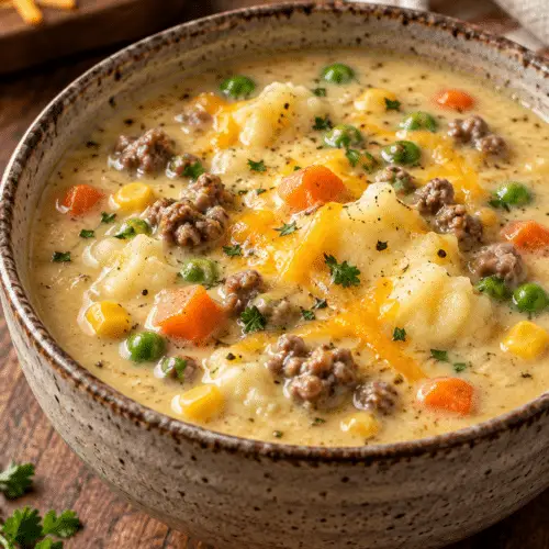 shepherd's pie soup finished dish