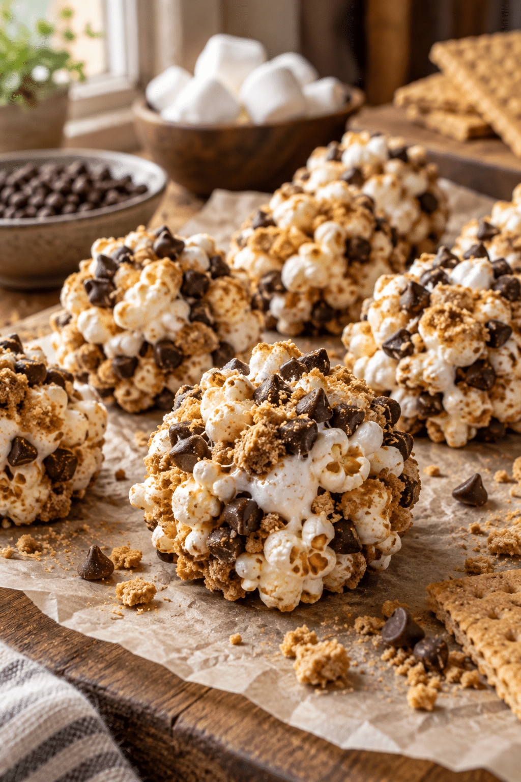 S'mores bites with popcorn and chocolate