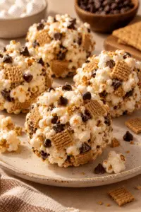 s'mores popcorn balls finished dish