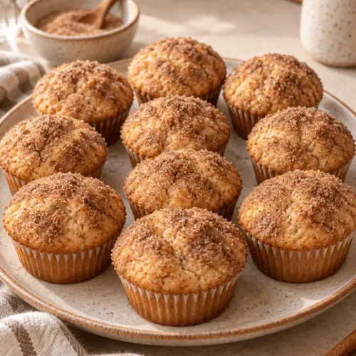 snickerdoodle muffins with cinnamon sugar topping